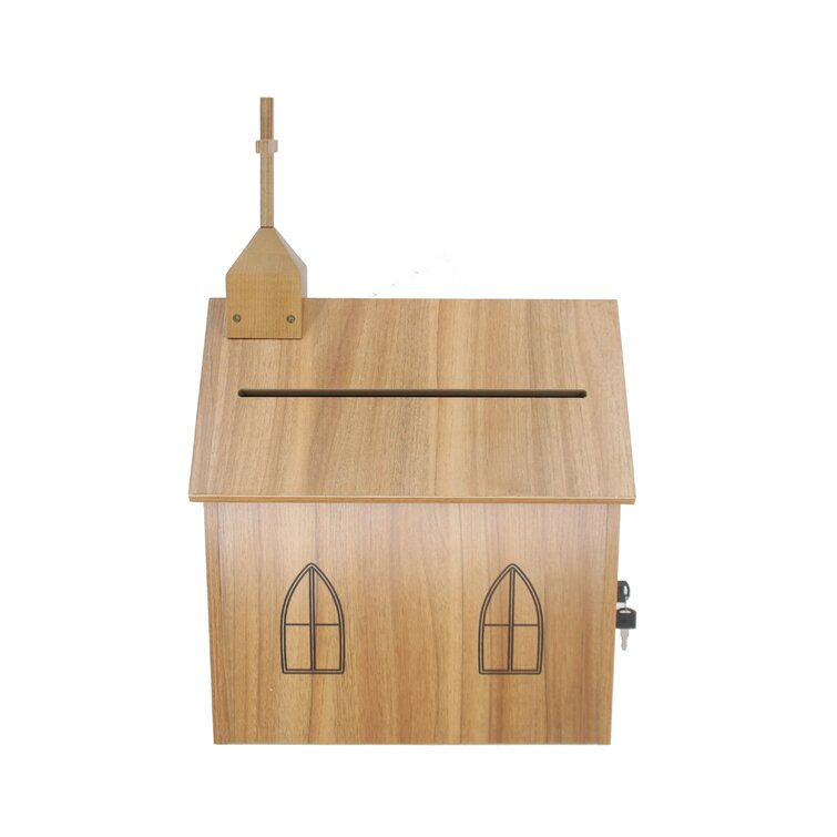 Fixturedisplays® Church Steeple Box Collection Box Tithing Donation Box  Fundraising Charity Box With Cross 21397-C